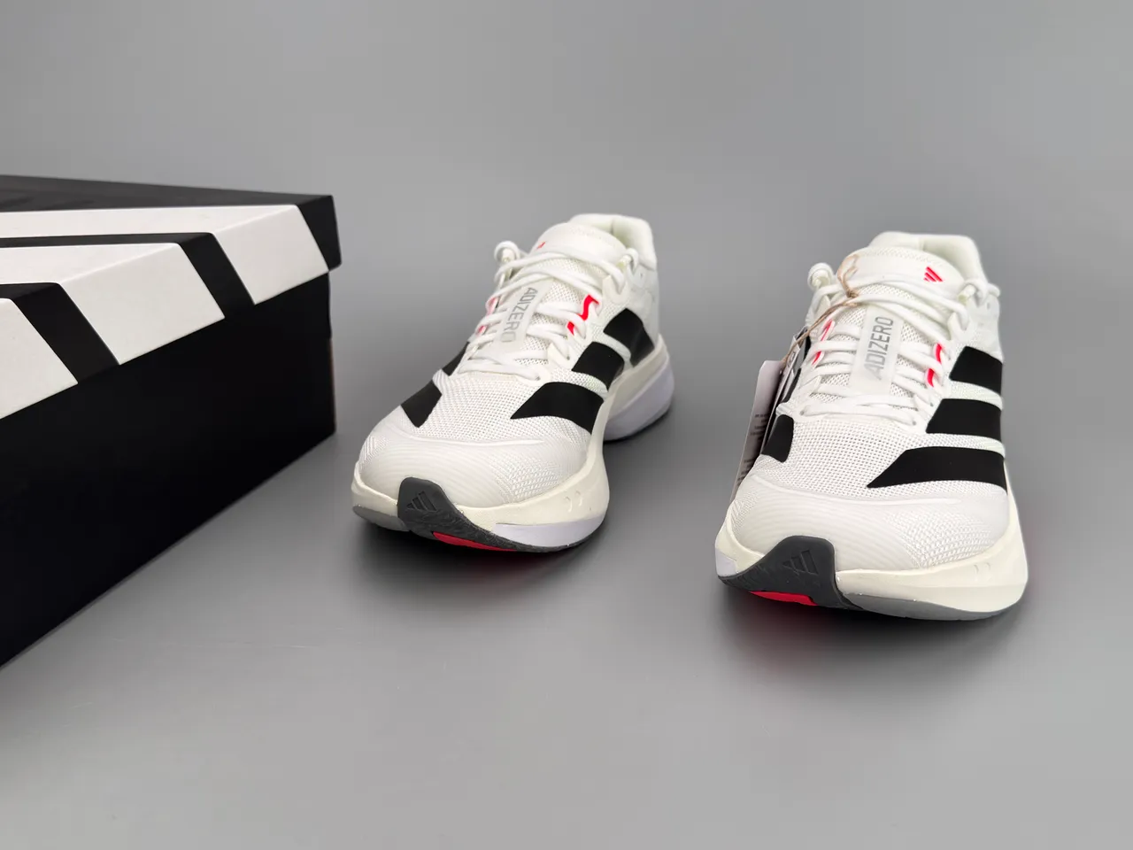 Adidas White Red Engineered Mesh Upper Three-Stripe Side Branding Running Shoes 5