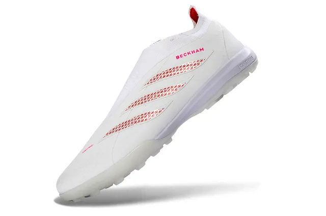 Adidas সাদা লাল লেসবিহীন সক-ফিট আপার মোল্ডেড টার্ফ স্টাডস কৃত্রিম ঘাস সকার জুতা 12