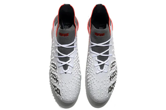 Adidas সাদা লাল কাঁটাযুক্ত ফোরফুট জাল উচ্চ কাট সক কলার ফার্ম গ্রাউন্ড ফুটবল জুতা 2