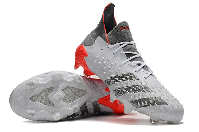Adidas সাদা লাল কাঁটাযুক্ত ফোরফুট জাল উচ্চ কাট সক কলার ফার্ম গ্রাউন্ড ফুটবল জুতা 3