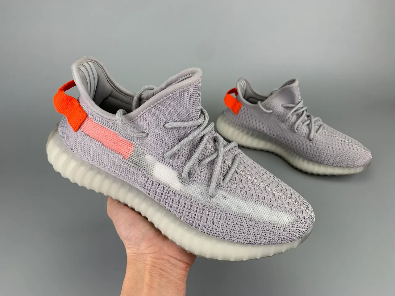 Adidas Yeezy Boost 350 Gris Coral Orange Lifestyle Sneakers 12