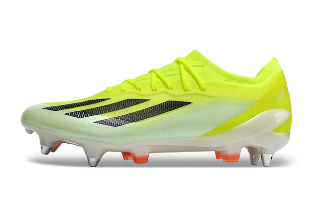 Adidas Jaune Noir Low-Cut Knit Upper Système de Lacets Asymétrique Firm-Ground Chaussures de Football 7