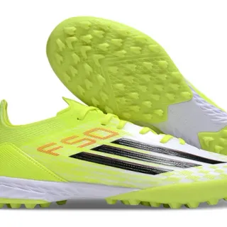 Adidas Jaune Noir Néon Haut Synthétique Tricoté Trois Rayures Marquage Terrain de Football Chaussures