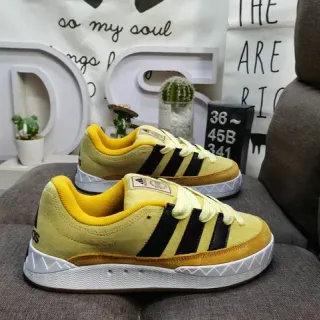 Adidas حذاء أسلوب حياة أصفر أسود دايم علوي ثلاث شرائط لوحة جانبية