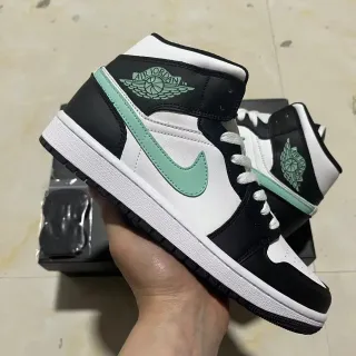 Air Jordan 1 Preto Branco Verde Menta Tênis de Basquete
