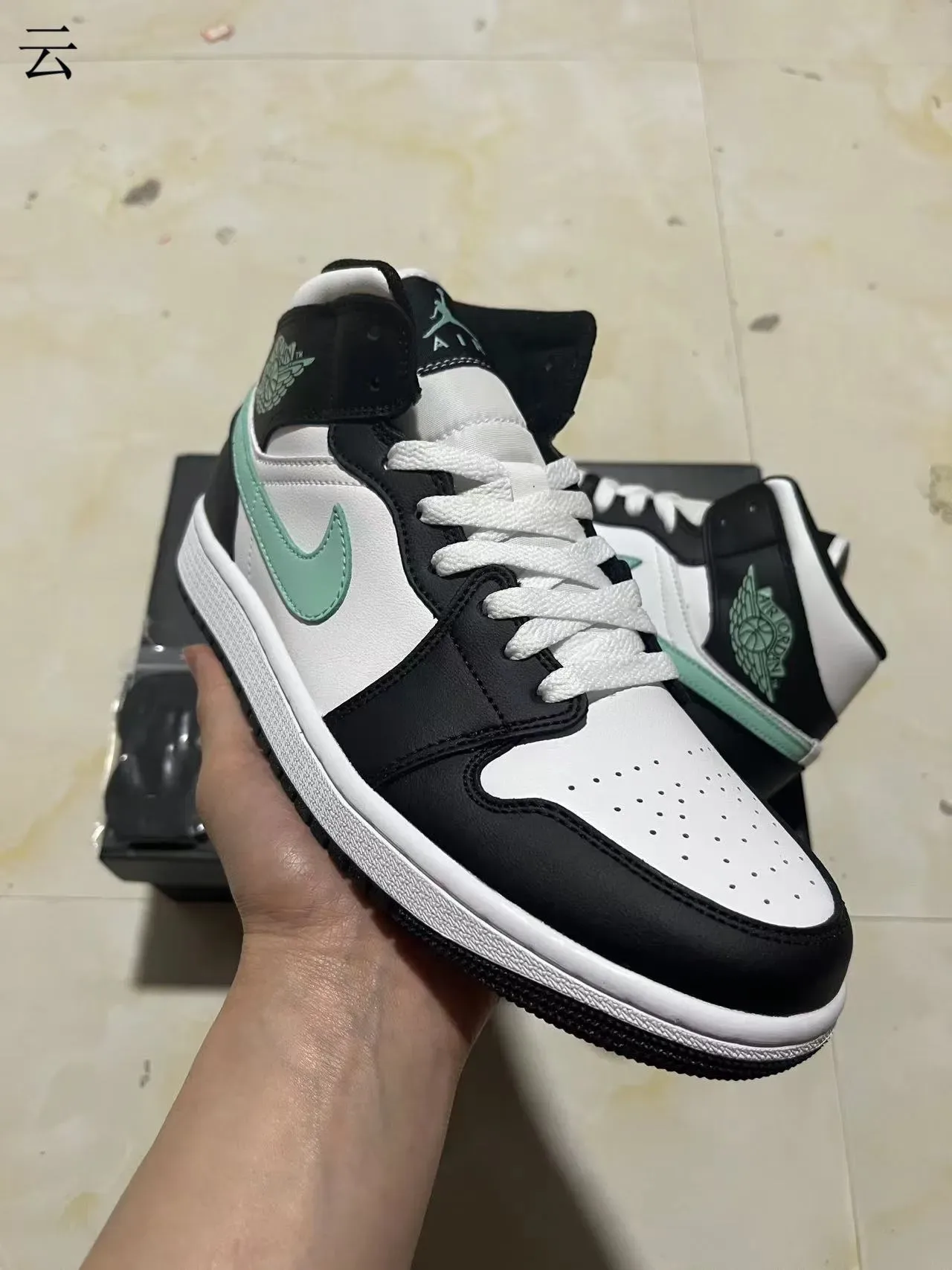 Air Jordan 1 কালো সাদা মিন্ট গ্রিন বাস্কেটবল জুতো 2