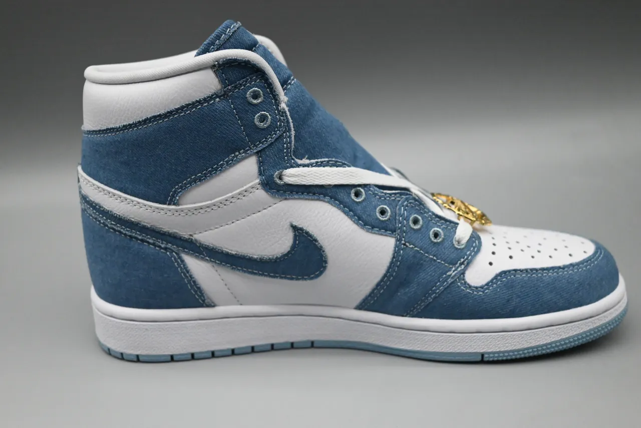 Air Jordan 1 ডেনিম ব্লু এবং হোয়াইট হাই-টপ বাস্কেটবল জুতো 2