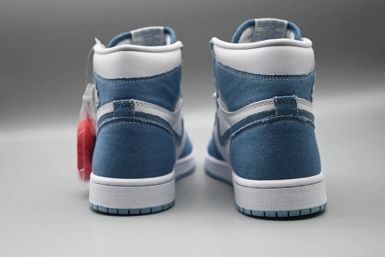 Air Jordan 1 ডেনিম ব্লু এবং হোয়াইট হাই-টপ বাস্কেটবল জুতো 9
