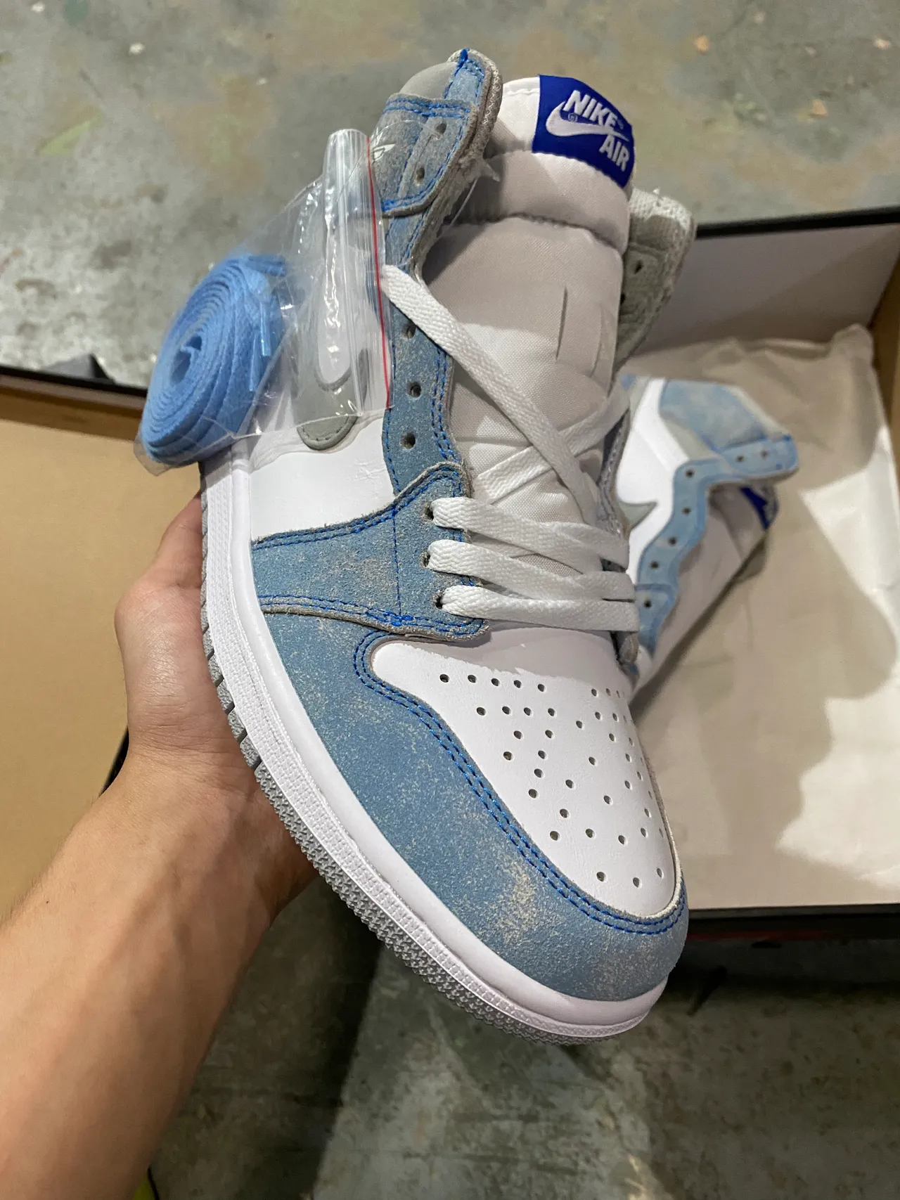 Air Jordan 1 Chaussures de Basketball Hautes en Daim Bleu Dégradé 2