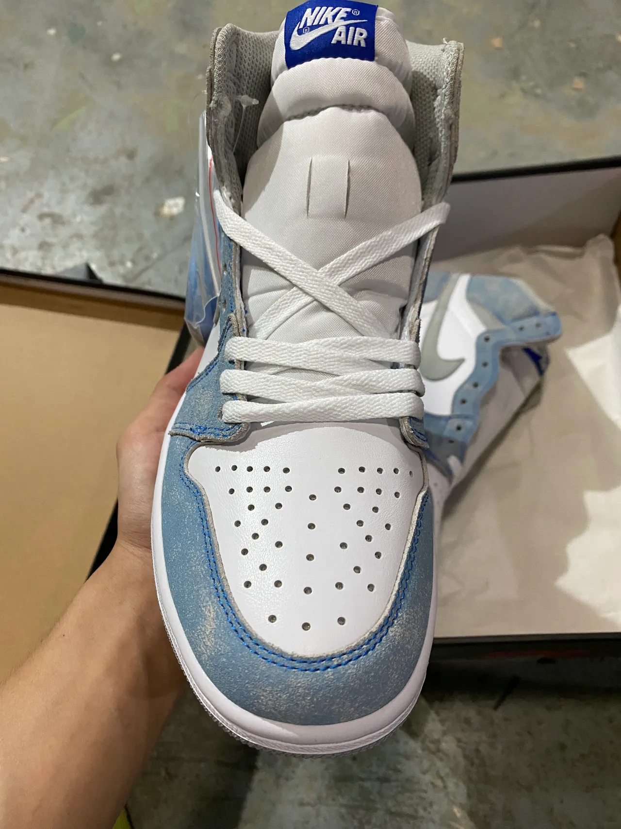 Air Jordan 1 Chaussures de Basketball Hautes en Daim Bleu Dégradé 3
