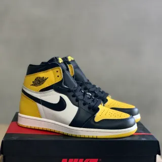 Tênis de basquete Air Jordan 1 High preto amarelo branco