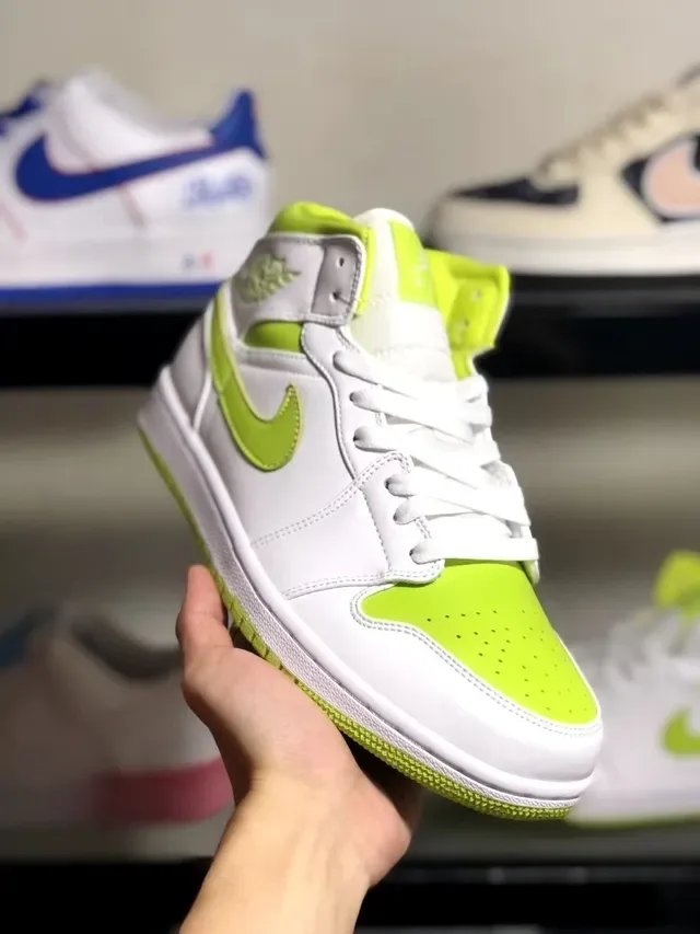 Air Jordan 1 High Blanc Vert Lime Chaussures de Basket 5