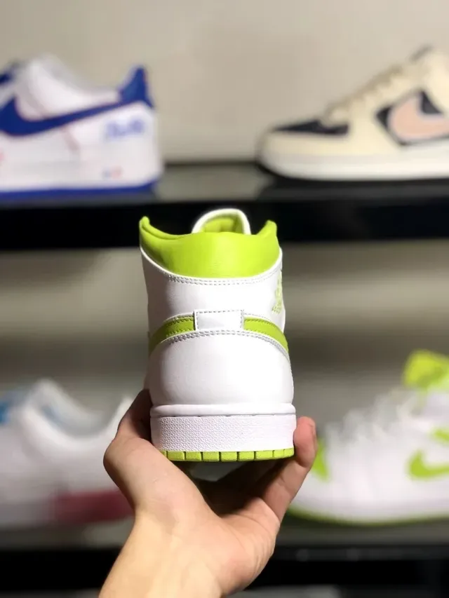 Air Jordan 1 High Blanc Vert Lime Chaussures de Basket 6