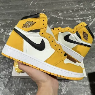 Air Jordan 1 হলুদ কালো হাই-টপ চামড়ার আপার বাস্কেটবল জুতো