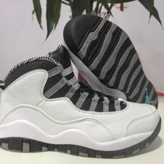 Tênis de basquete Air Jordan 10 branco preto cinza