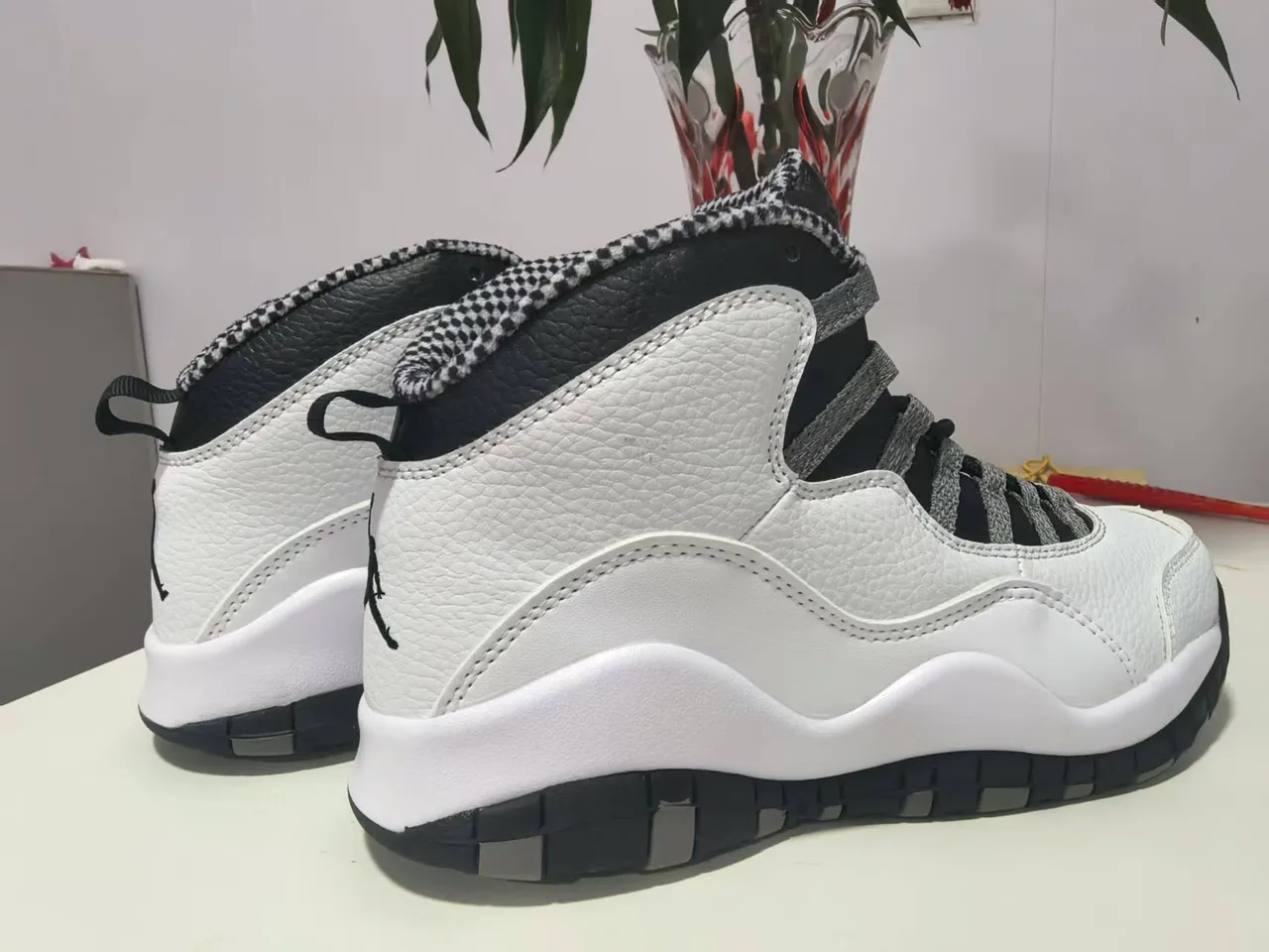 Tênis de basquete Air Jordan 10 branco preto cinza 2