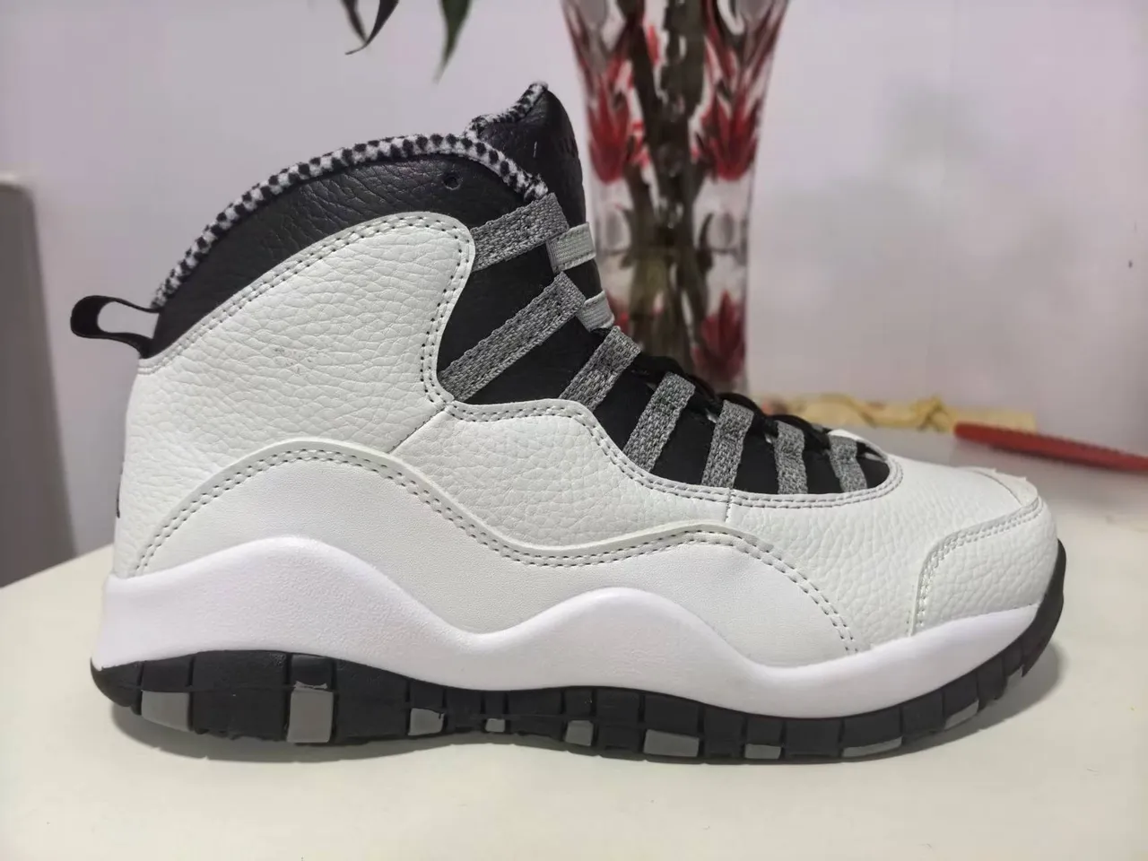 Tênis de basquete Air Jordan 10 branco preto cinza 3