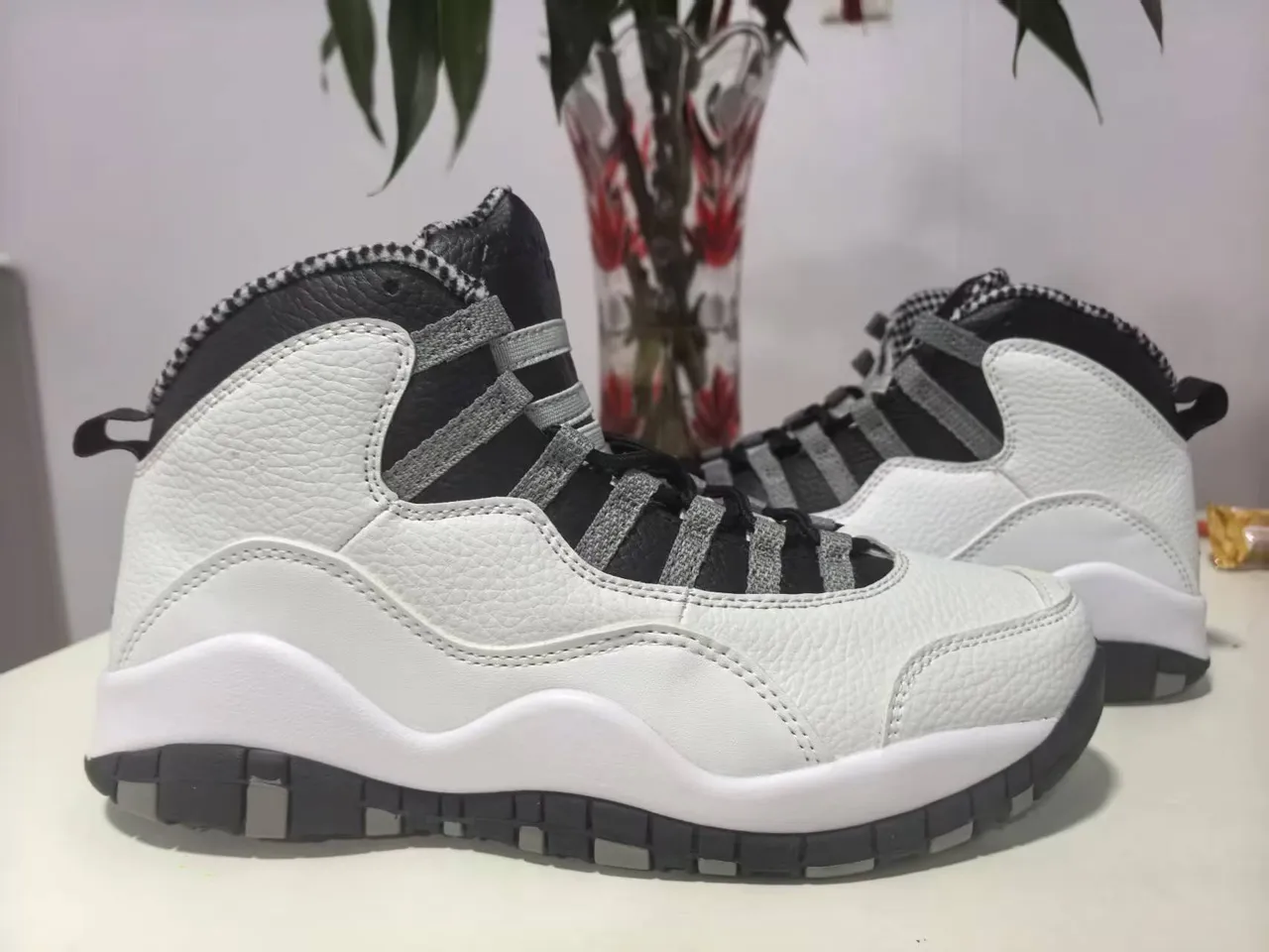 Tênis de basquete Air Jordan 10 branco preto cinza 4