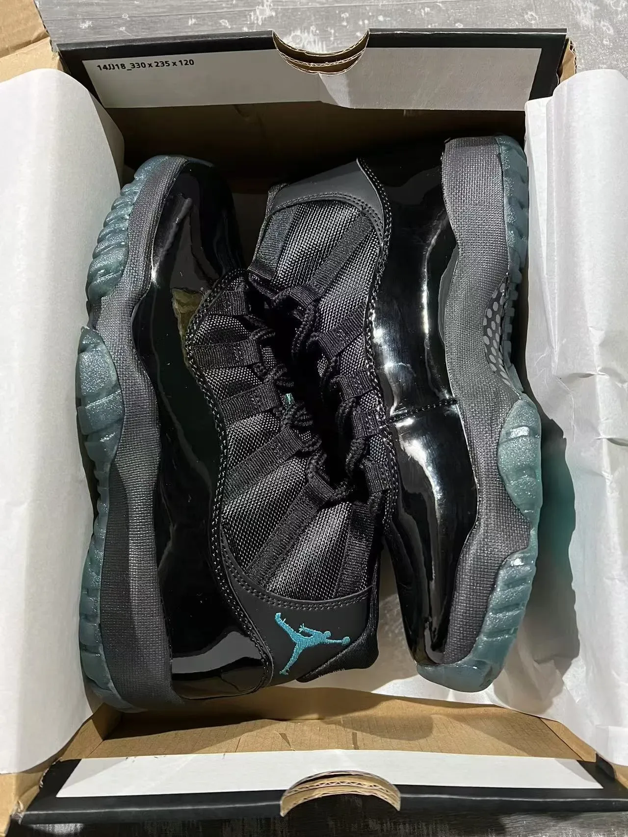 Air Jordan 11 Black Teal पैटेंट चमड़ा बास्केटबॉल जूते 8