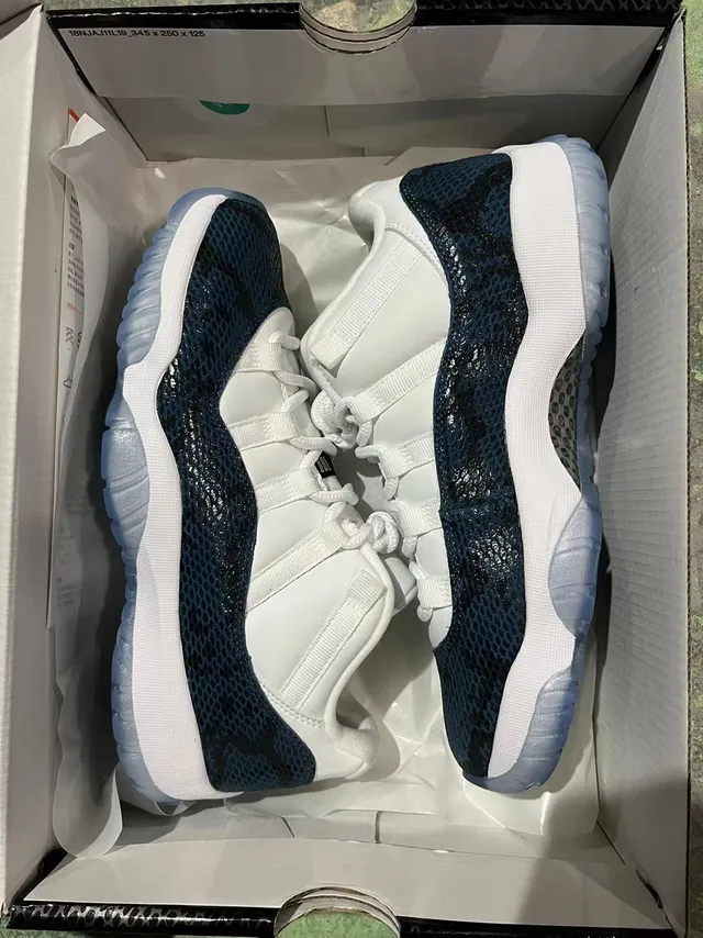 Air Jordan 11 সাদা নেভি স্নেকস্কিন বাস্কেটবল জুতো 6