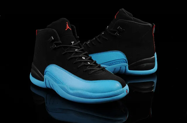 Tênis de basquete Air Jordan 12 preto e azul ciano 6
