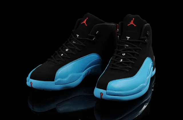 Tênis de basquete Air Jordan 12 preto e azul ciano 8