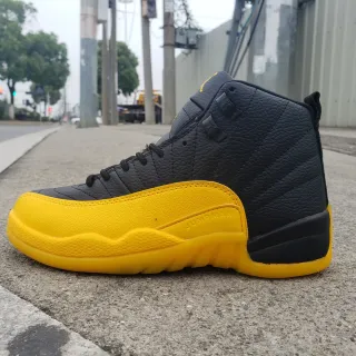 Air Jordan 12 काले पीले बास्केटबॉल जूते