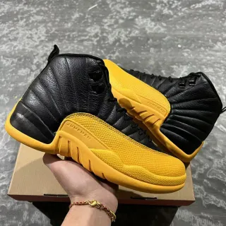 Air Jordan 12 काले पीले बास्केटबॉल जूते