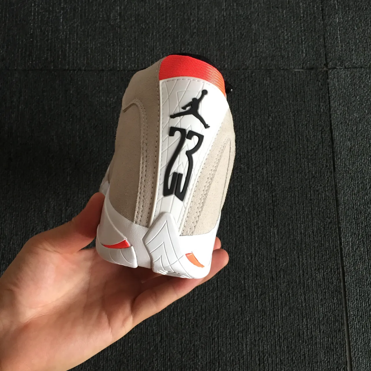 Air Jordan 14 Beige Suede Black White Basketball Shoes 3