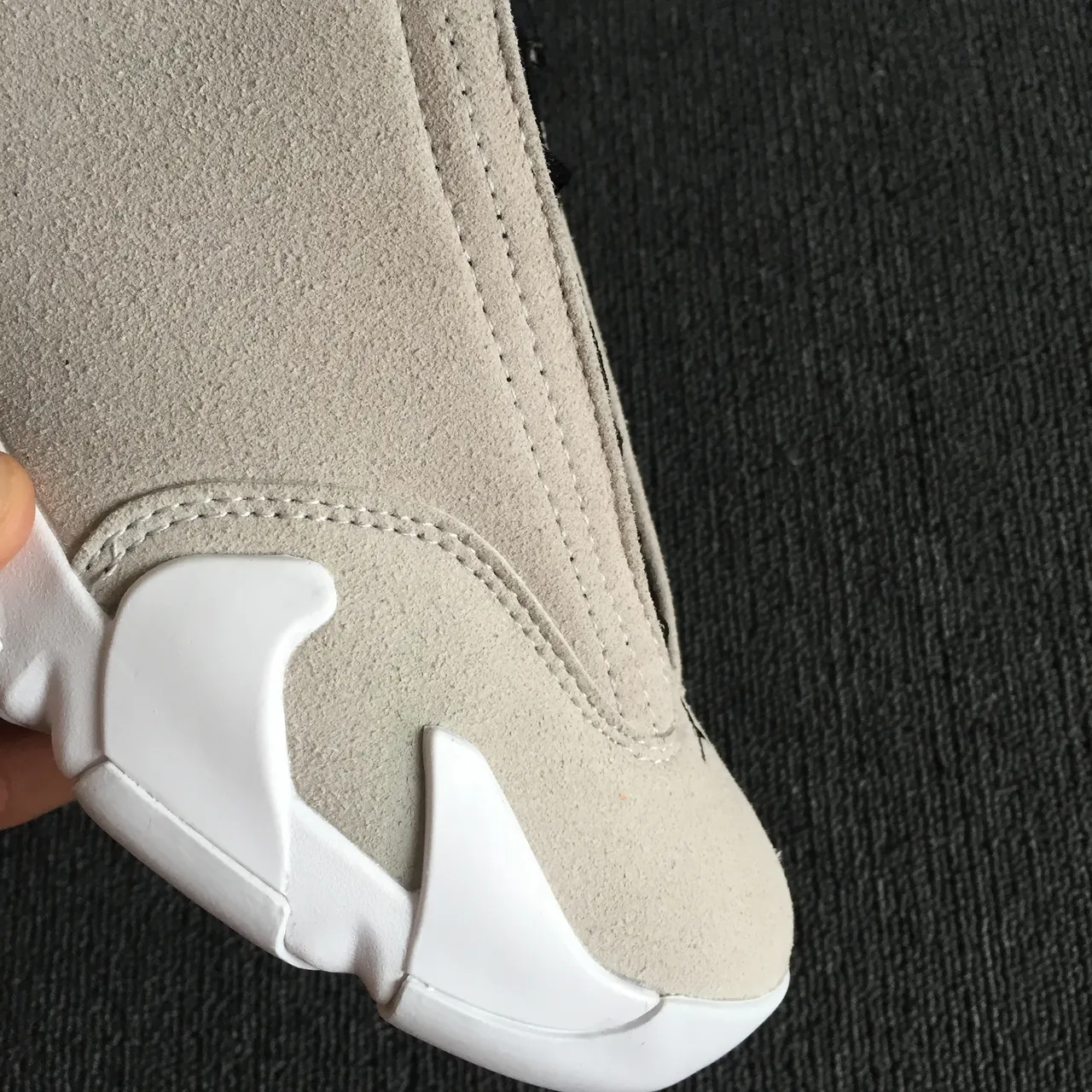 Air Jordan 14 Beige Suede Black White Basketball Shoes 4