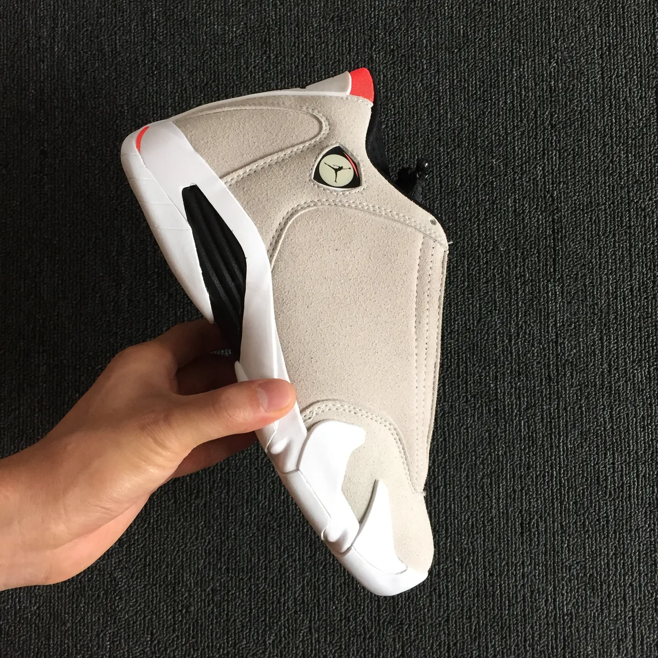Air Jordan 14 Beige Suede Black White Basketball Shoes 5