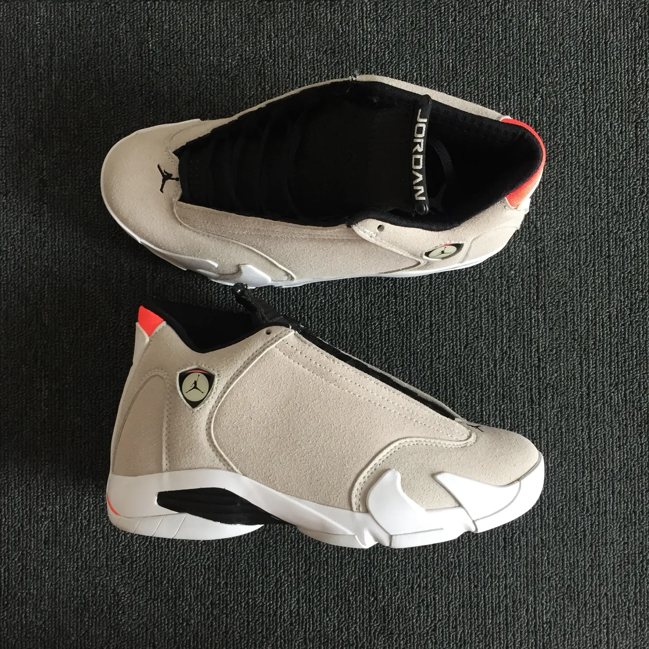 Air Jordan 14 Beige Suede Black White Basketball Shoes 6
