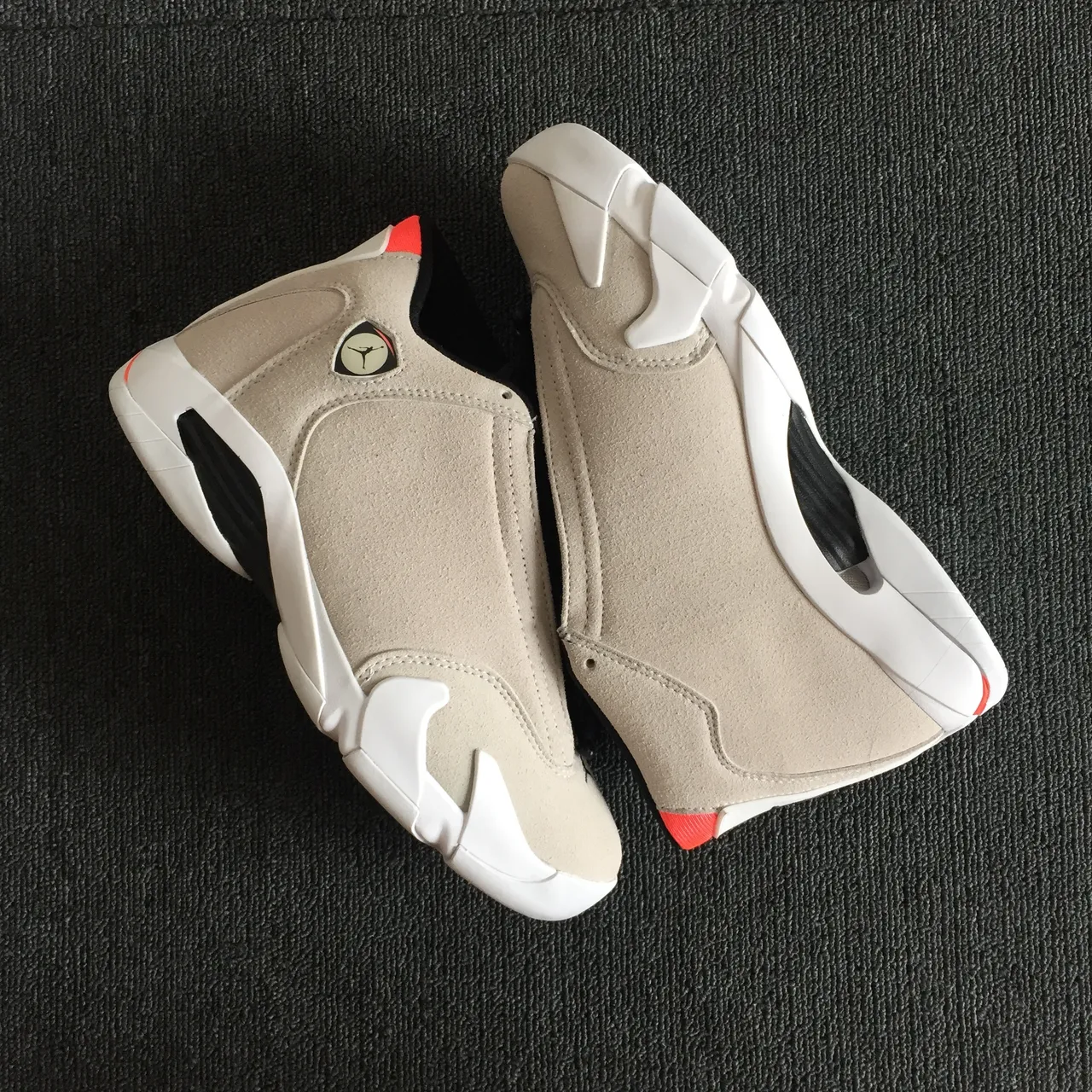 Air Jordan 14 Beige Suede Black White Basketball Shoes 7