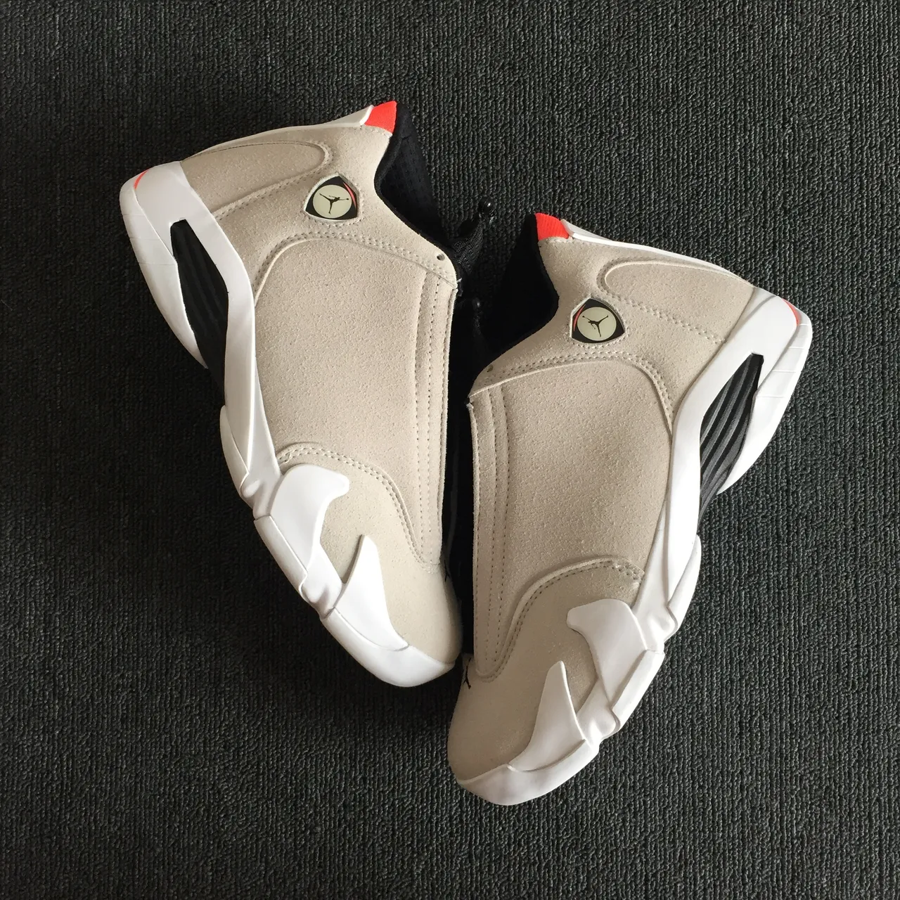 Air Jordan 14 Beige Suede Black White Basketball Shoes 8