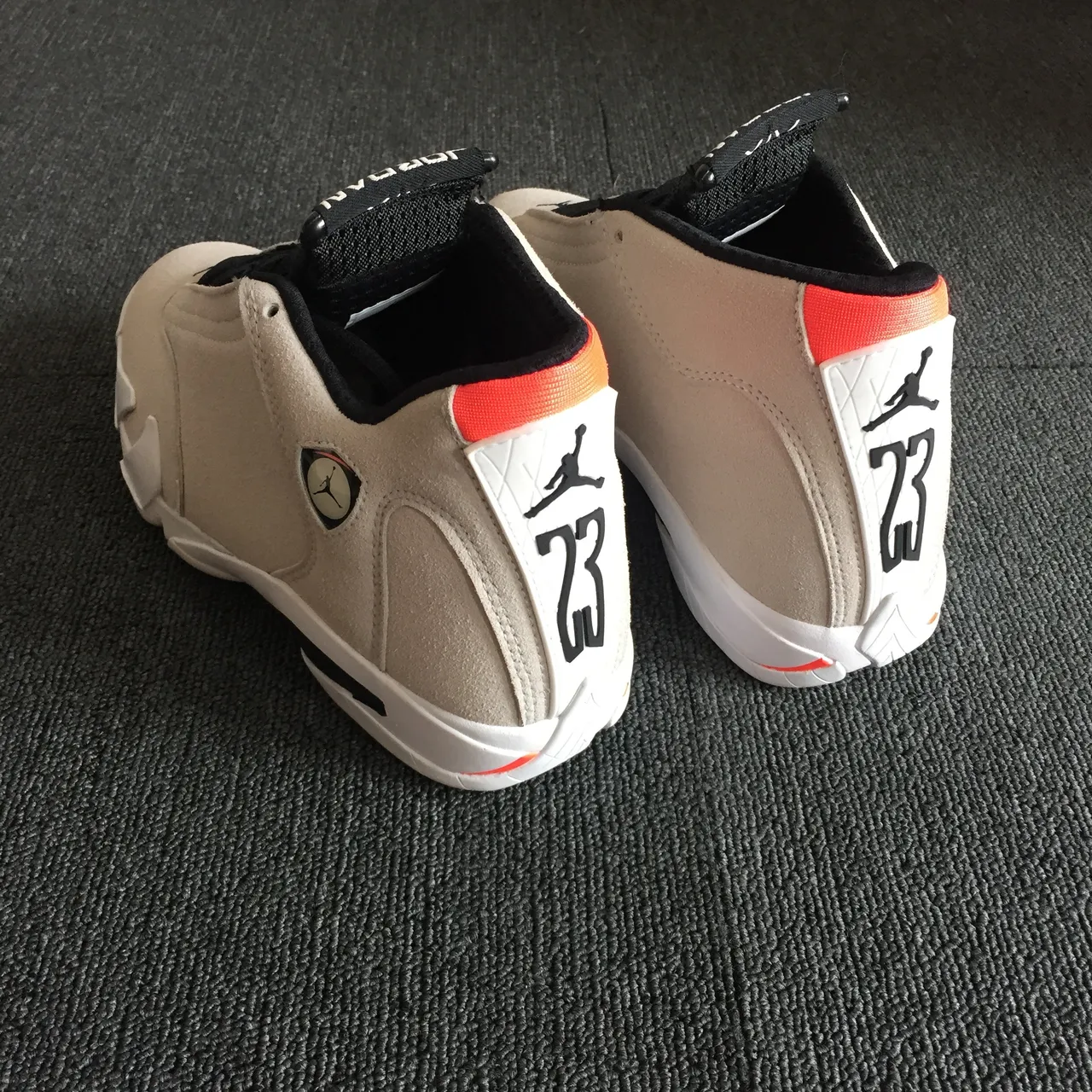 Air Jordan 14 Beige Suede Black White Basketball Shoes 10