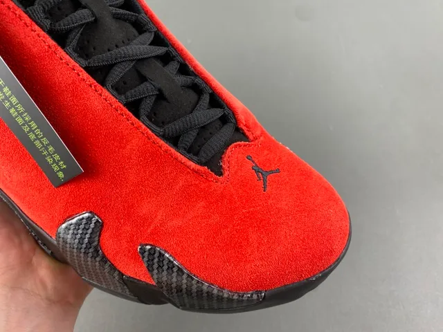 Tênis de basquete Air Jordan 14 Ferrari em camurça vermelha 2