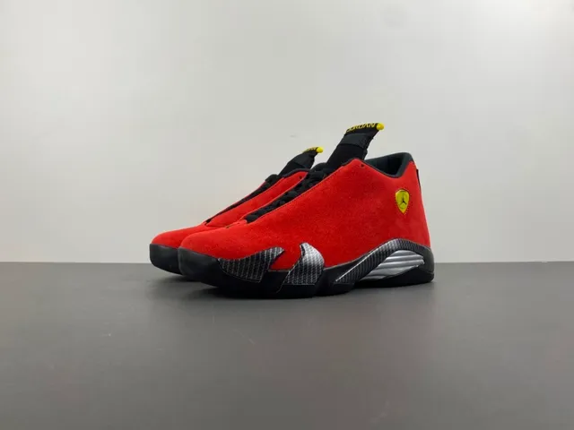 Tênis de basquete Air Jordan 14 Ferrari em camurça vermelha 10