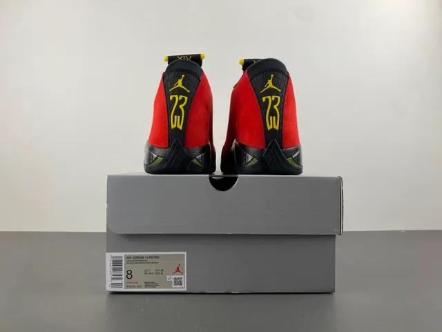 Tênis de basquete Air Jordan 14 Ferrari em camurça vermelha 17