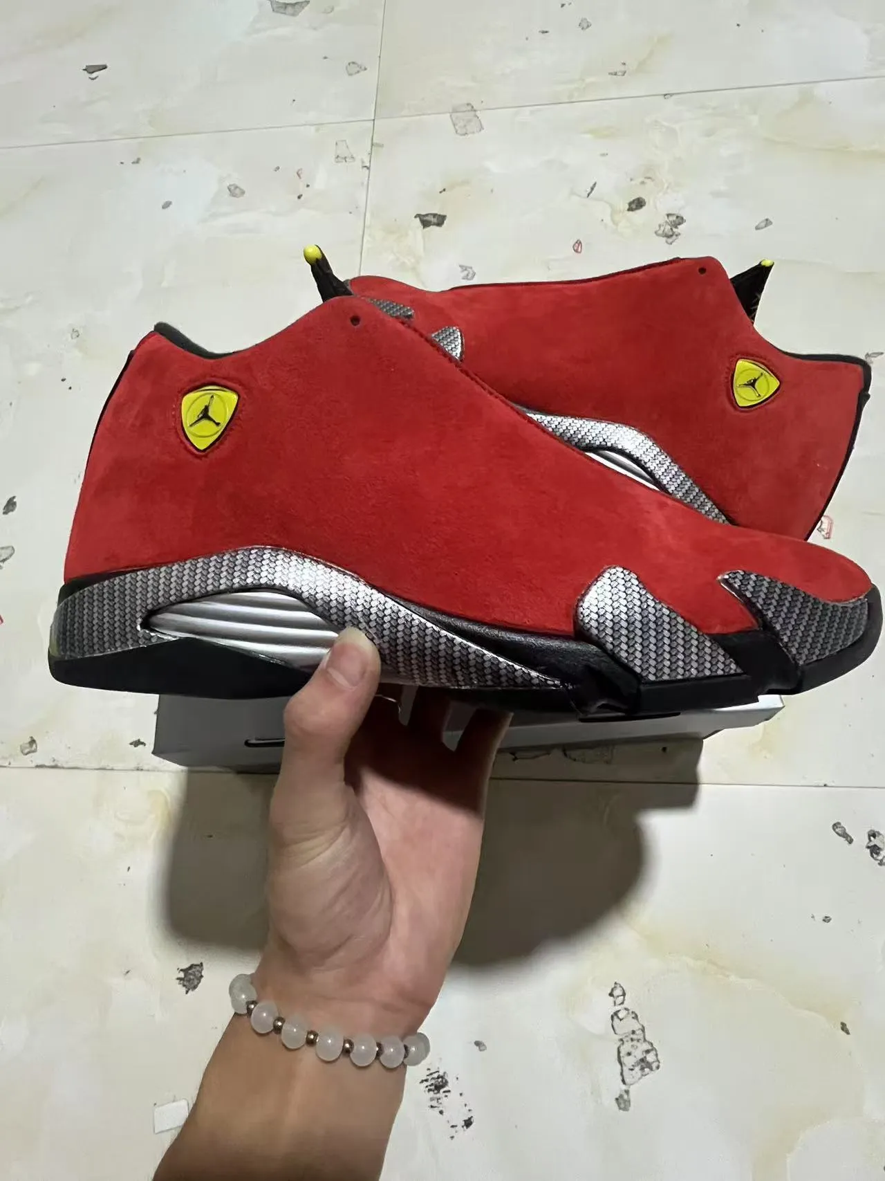 Air Jordan 14 Ferrari أحذية كرة السلة من المخمل الأحمر 7