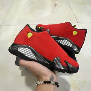 Air Jordan 14 Tênis de Basquete de Suede Vermelho Fibra de Carbono