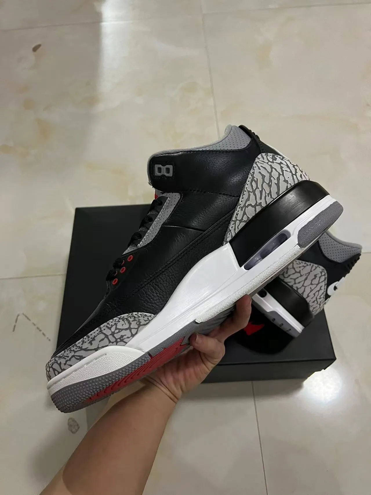 Chaussures de basketball Air Jordan 3 Black Cement Elephant Print 5