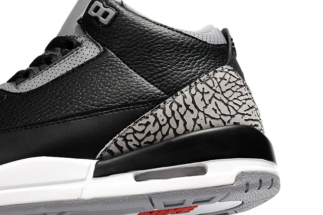 Tênis de basquete Air Jordan 3 Black Cement com estampa de elefante 6