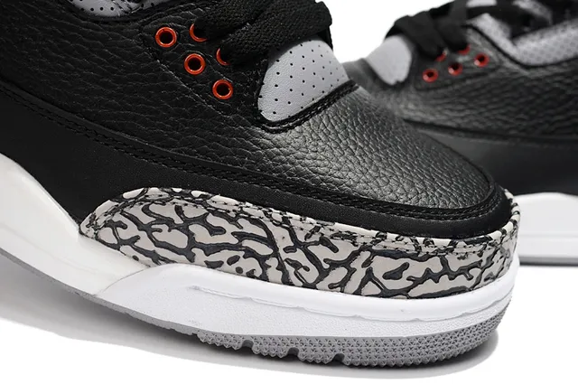 Tênis de basquete Air Jordan 3 Black Cement com estampa de elefante 7