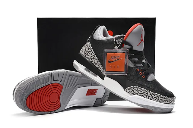 Tênis de basquete Air Jordan 3 Black Cement com estampa de elefante 10