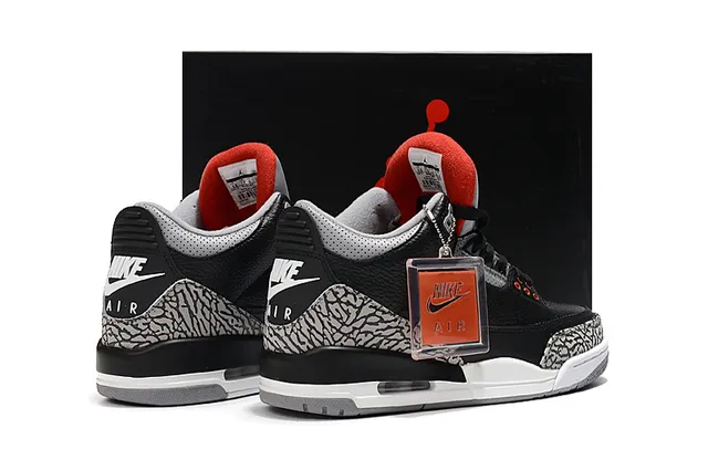 Tênis de basquete Air Jordan 3 Black Cement com estampa de elefante 11