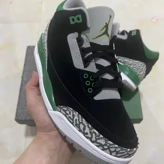 Air Jordan 3 काले हरे एलीफेंट प्रिंट बास्केटबॉल जूते