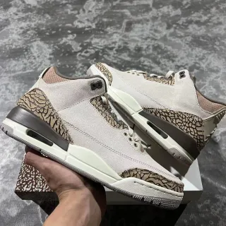 Zapatillas de baloncesto Air Jordan 3 con estampado de elefante beige y marrón