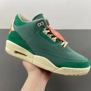 Air Jordan 3 绿色麂皮和帆布高帮篮球鞋