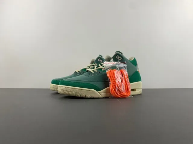 Air Jordan 3 Zapatillas de Baloncesto de Ante y Lona Verde de Alto 10