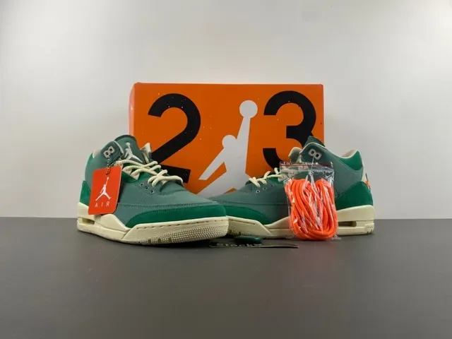 Air Jordan 3 Zapatillas de Baloncesto de Ante y Lona Verde de Alto 13